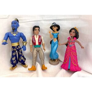 Disney Aladdin Live Action Figure Set Genie Aladdin Dalia Clip On Dress Jasmine